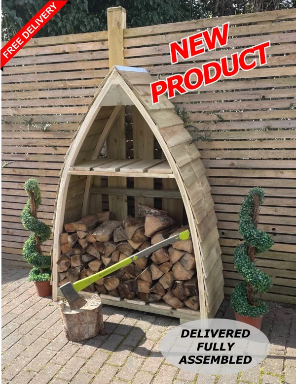 New!!! Gothic Arched/Boat - Shaped Log Store.